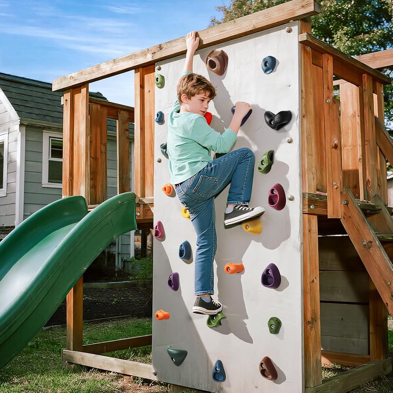 TOPNEW 20PCS Rock Climbing Holds with Mounting Hardware - Climbing Rocks for Indoor/Outdoor Kids Adults Rock Wall, Play Set & Climbing Gym, Dark Color - Image 4